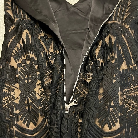 NWT Revolve Bardot Lace Embroidered Dress in Black 10 Large Goth Event Formal - Picture 10 of 16